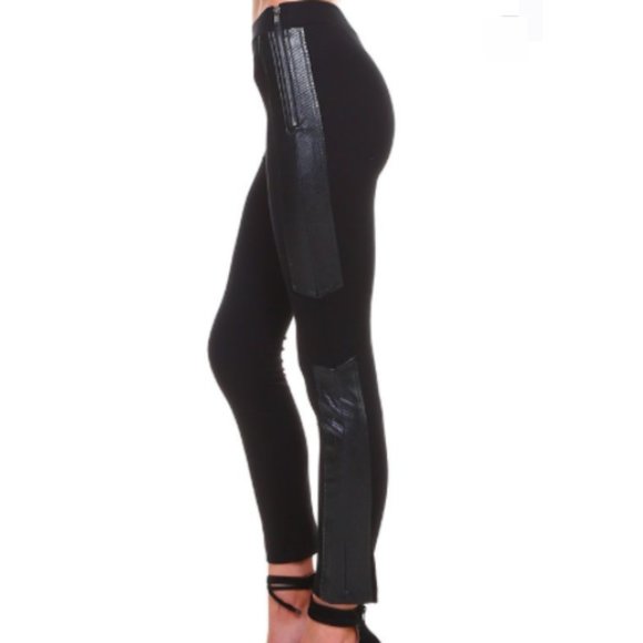 Stretched Pant with Leather PU Detail - Picture 1 of 1